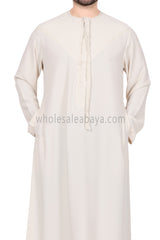 Men's Premium Emirati Thoube  With Buttons & Tassel Cream