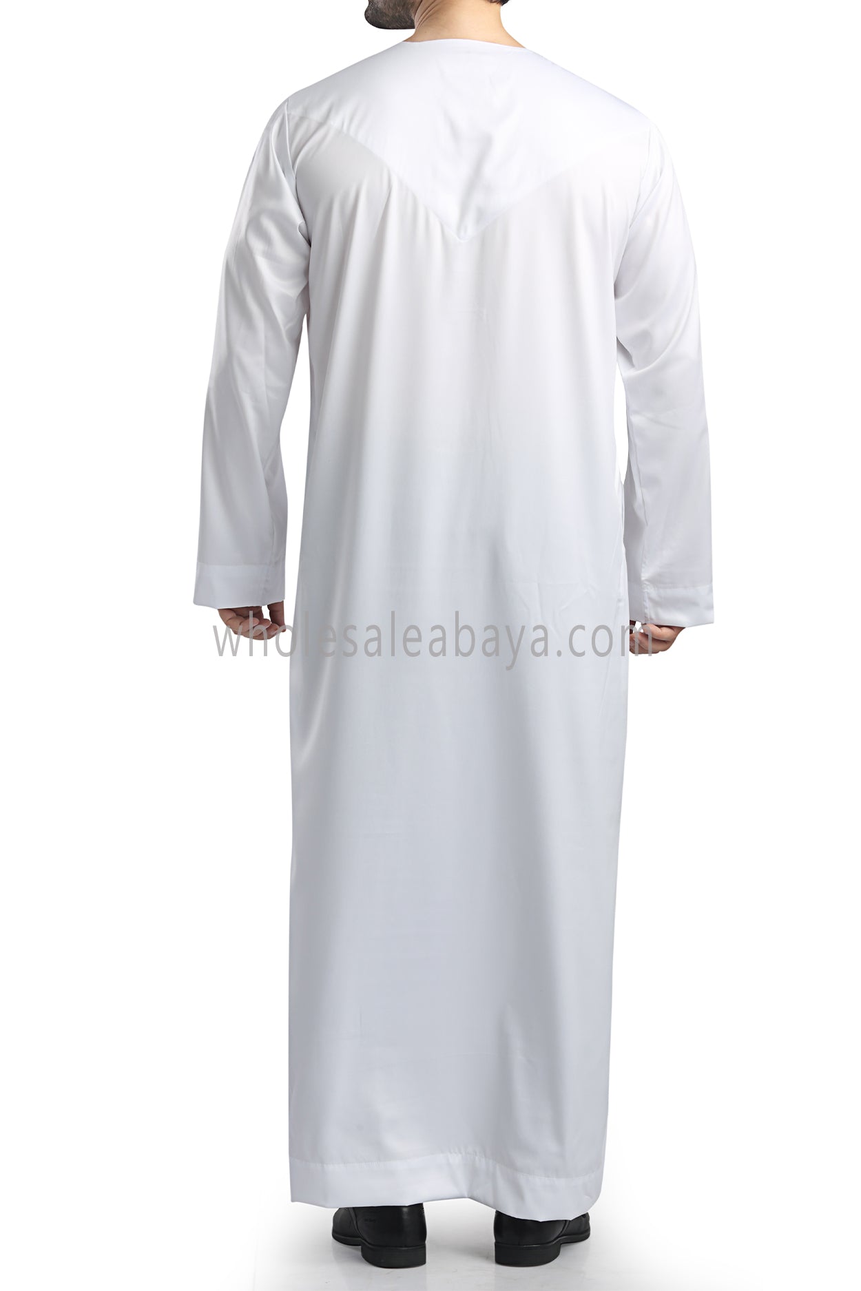 Men's Shiny Omani Thoube with Designer Tassel White