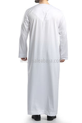 Men's Shiny Omani Thoube with Designer Tassel White