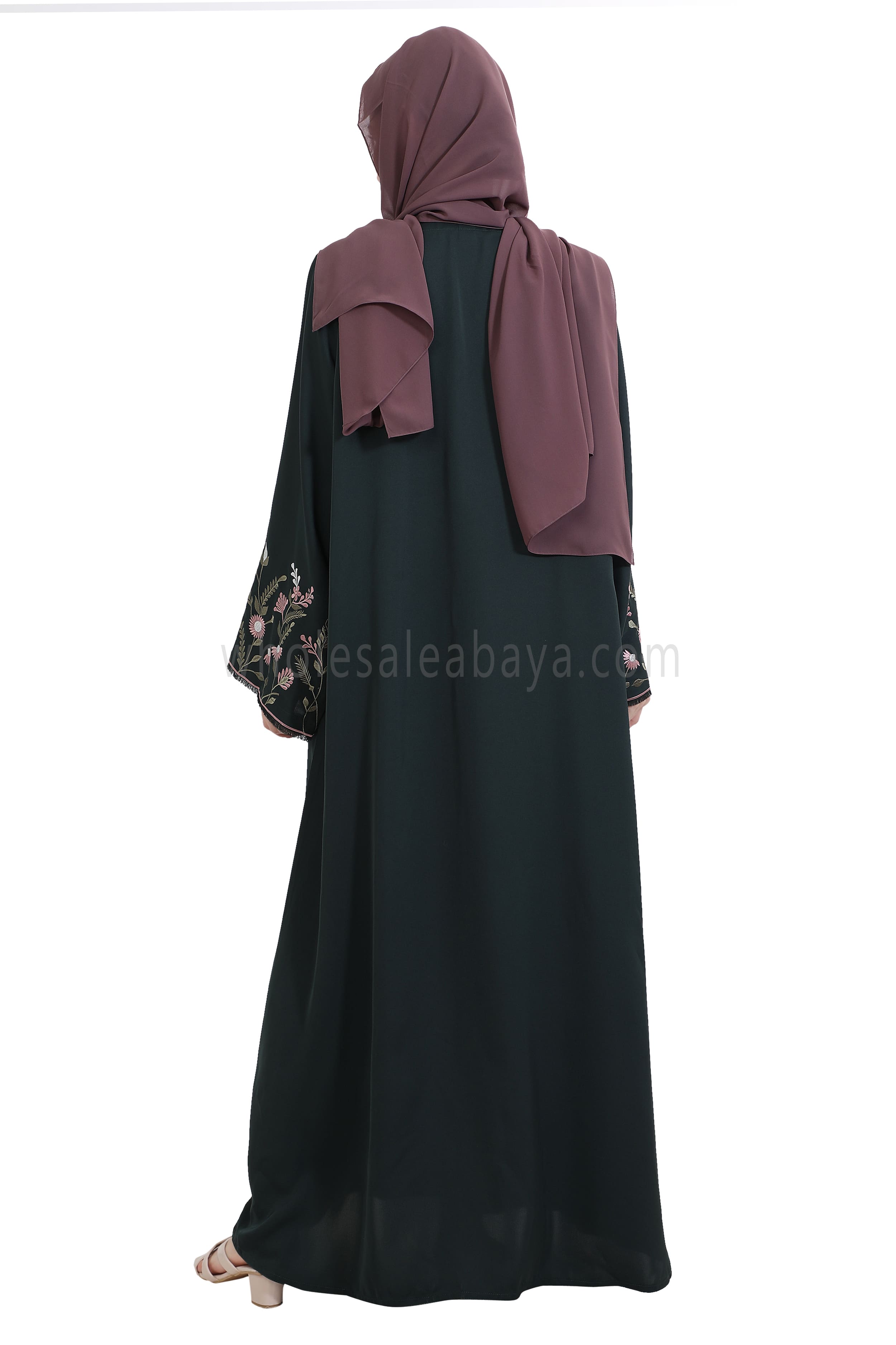 Nida Open Abaya With Embroidered Sleeves