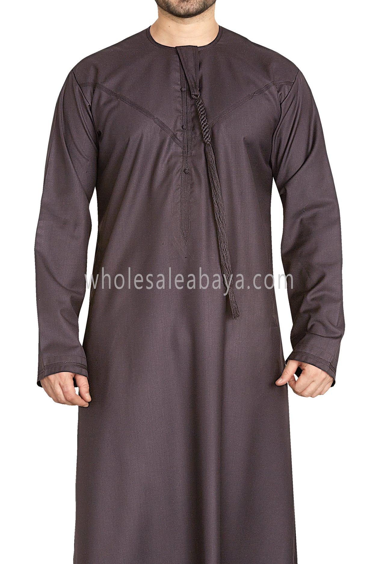 Men's Premium Emirati Thoube  With Buttons & Tassel Ash Brown