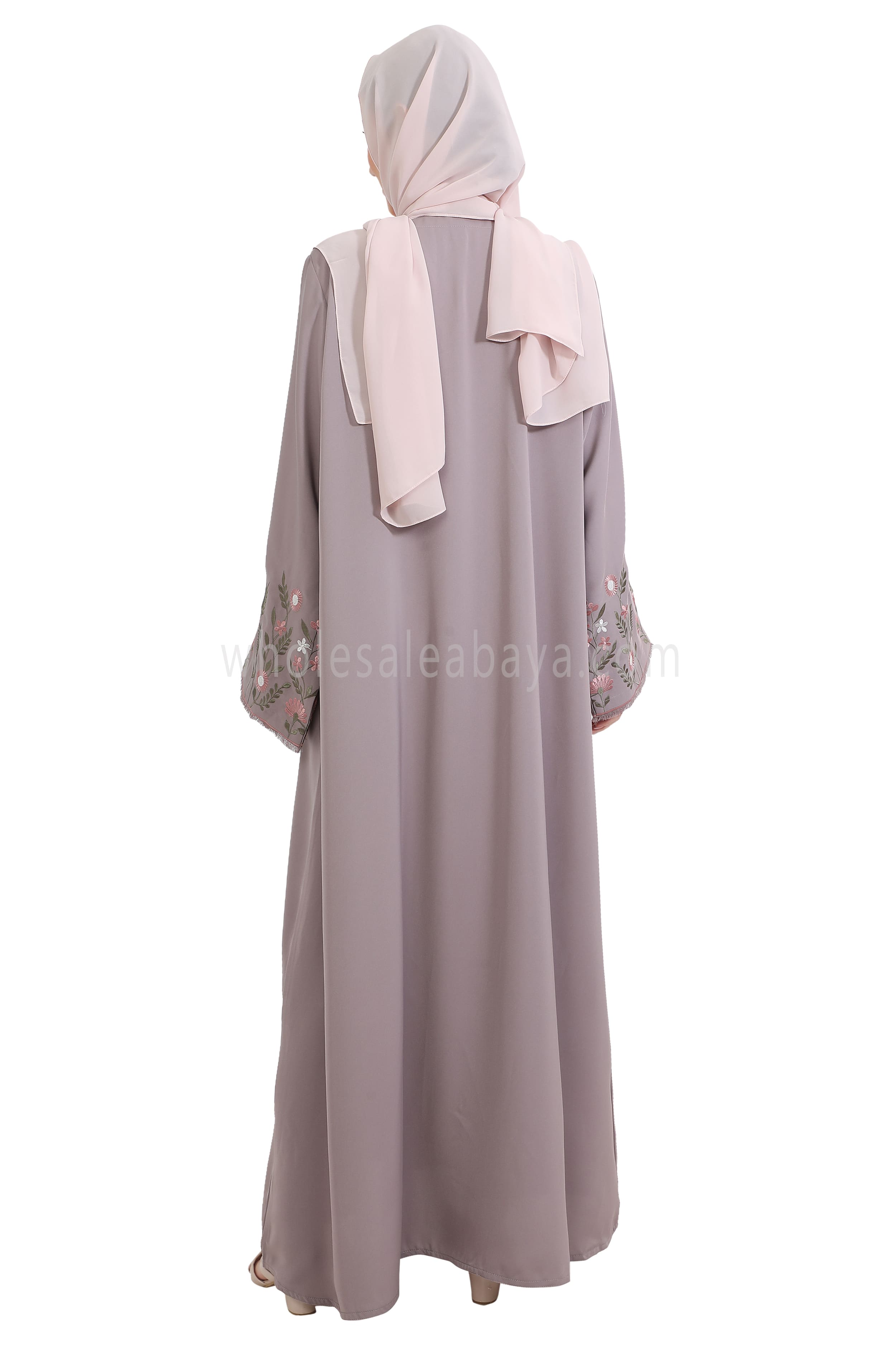 Nida Open Abaya With Embroidered Sleeves