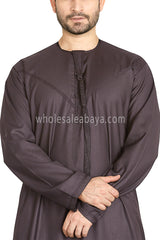 Men's Premium Emirati Thoube  With Buttons & Tassel Ash Brown
