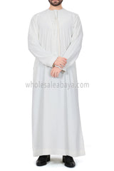 Men's Premium Emirati Thoube  With Buttons & Tassel Off White