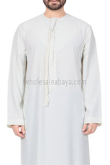 Men's Premium Emirati Thoube  With Buttons & Tassel Off White