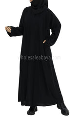 Plain Closed Abaya With  A-Line Straight Cut Black