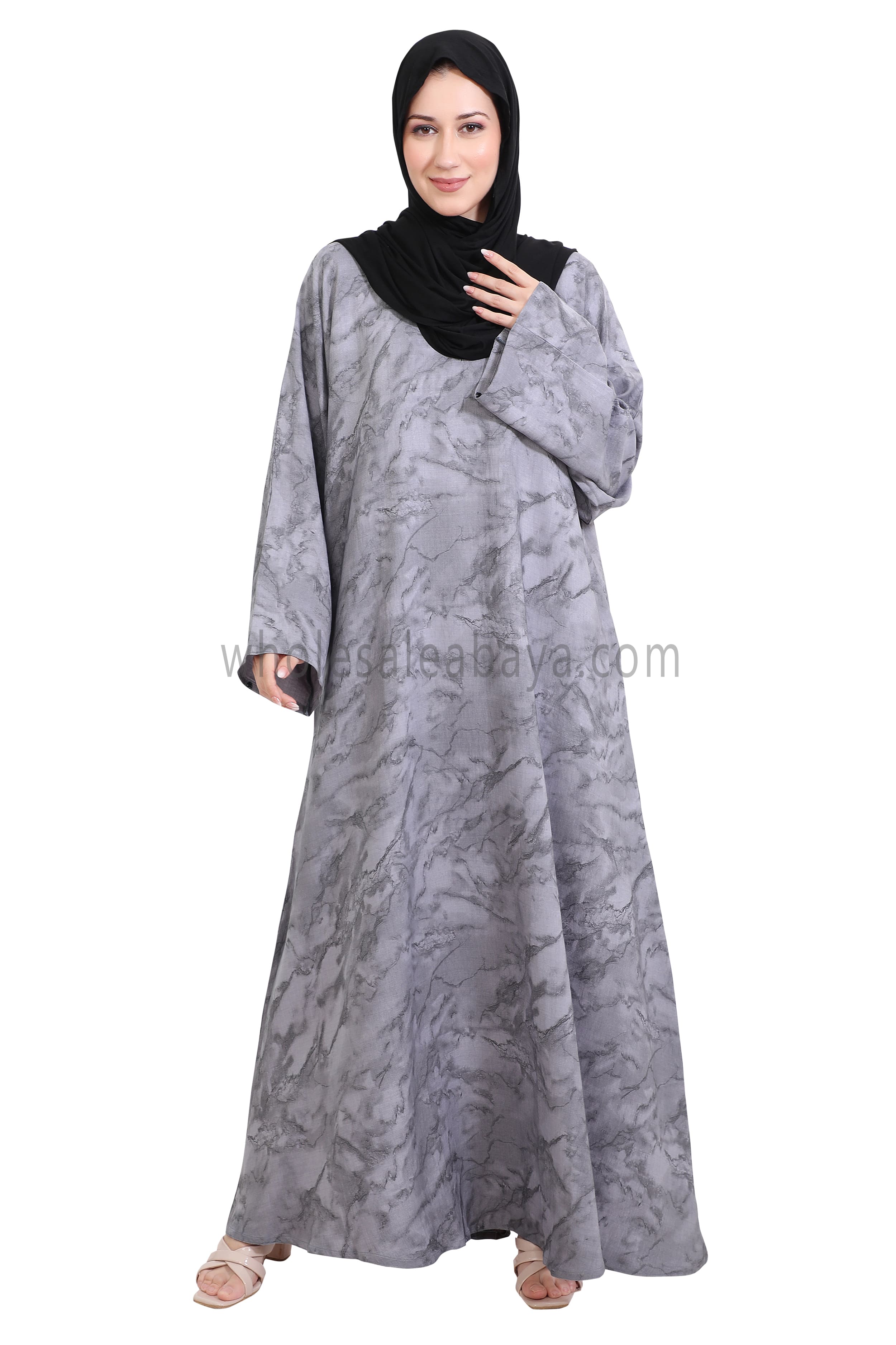 Linen Jacquard Closed Umbrella Abaya