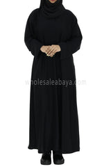 Plain Closed Abaya With  A-Line Straight Cut Black