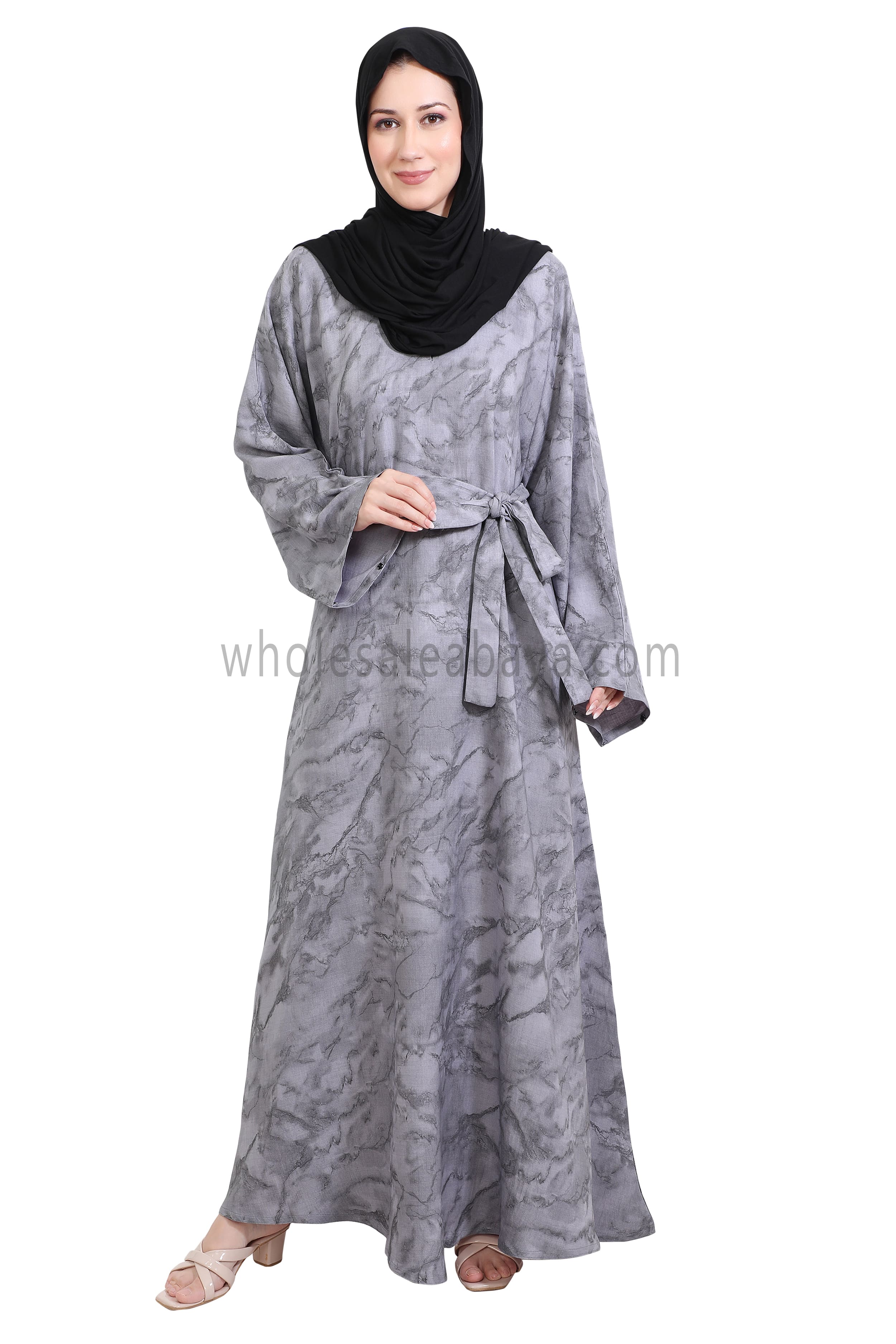 Linen Jacquard Closed Umbrella Abaya