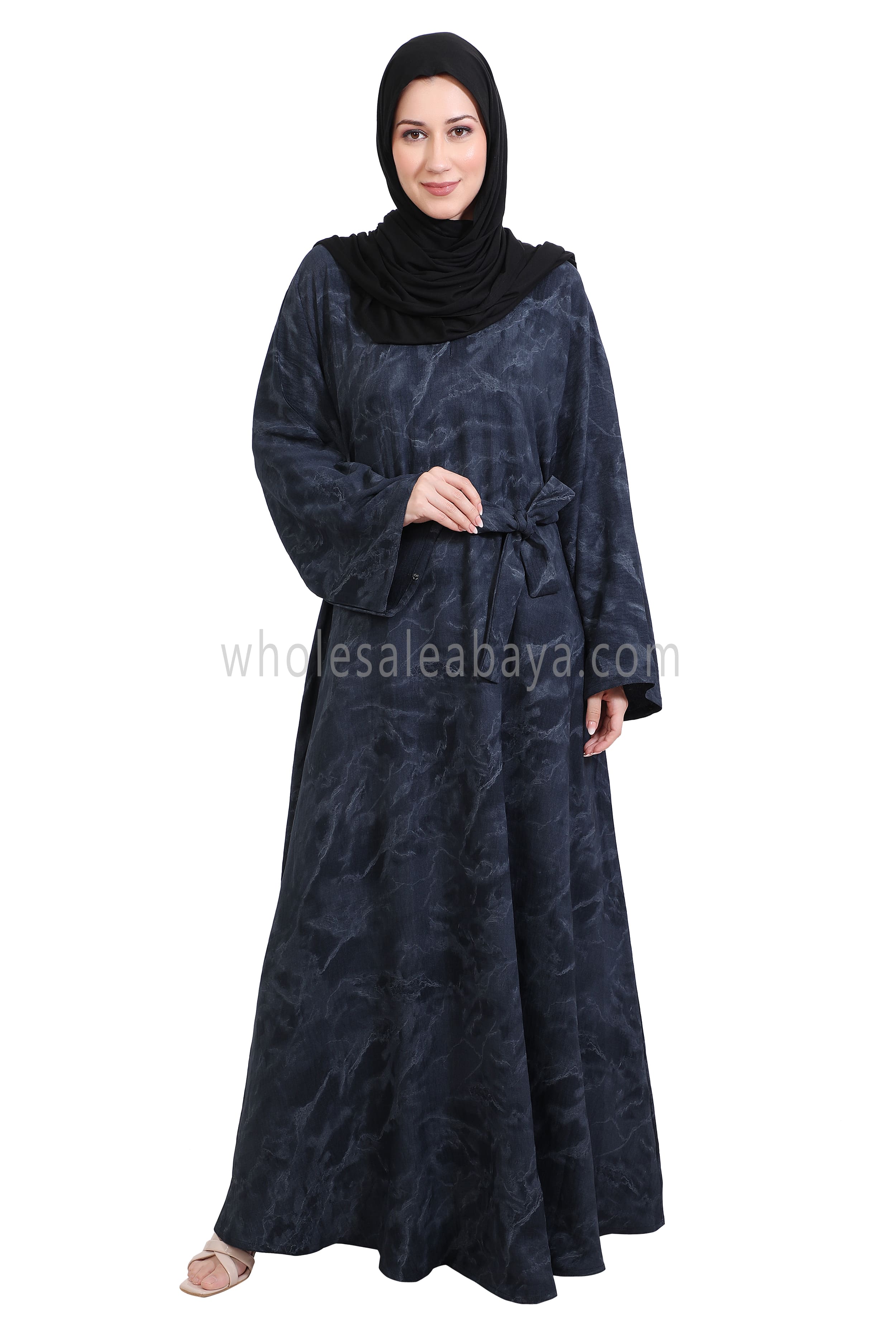 Linen Jacquard Closed Umbrella Abaya