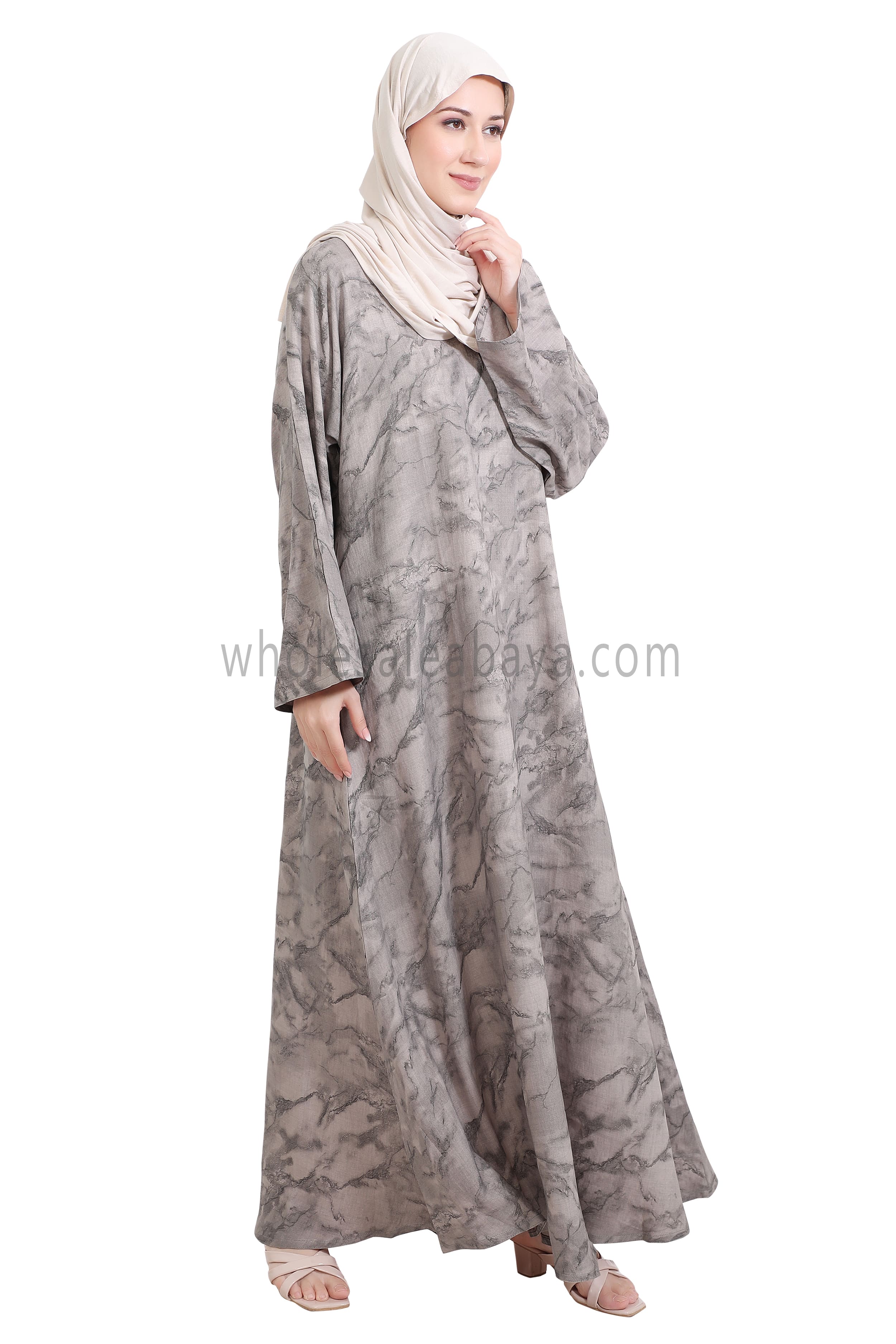 Linen Jacquard Closed Umbrella Abaya