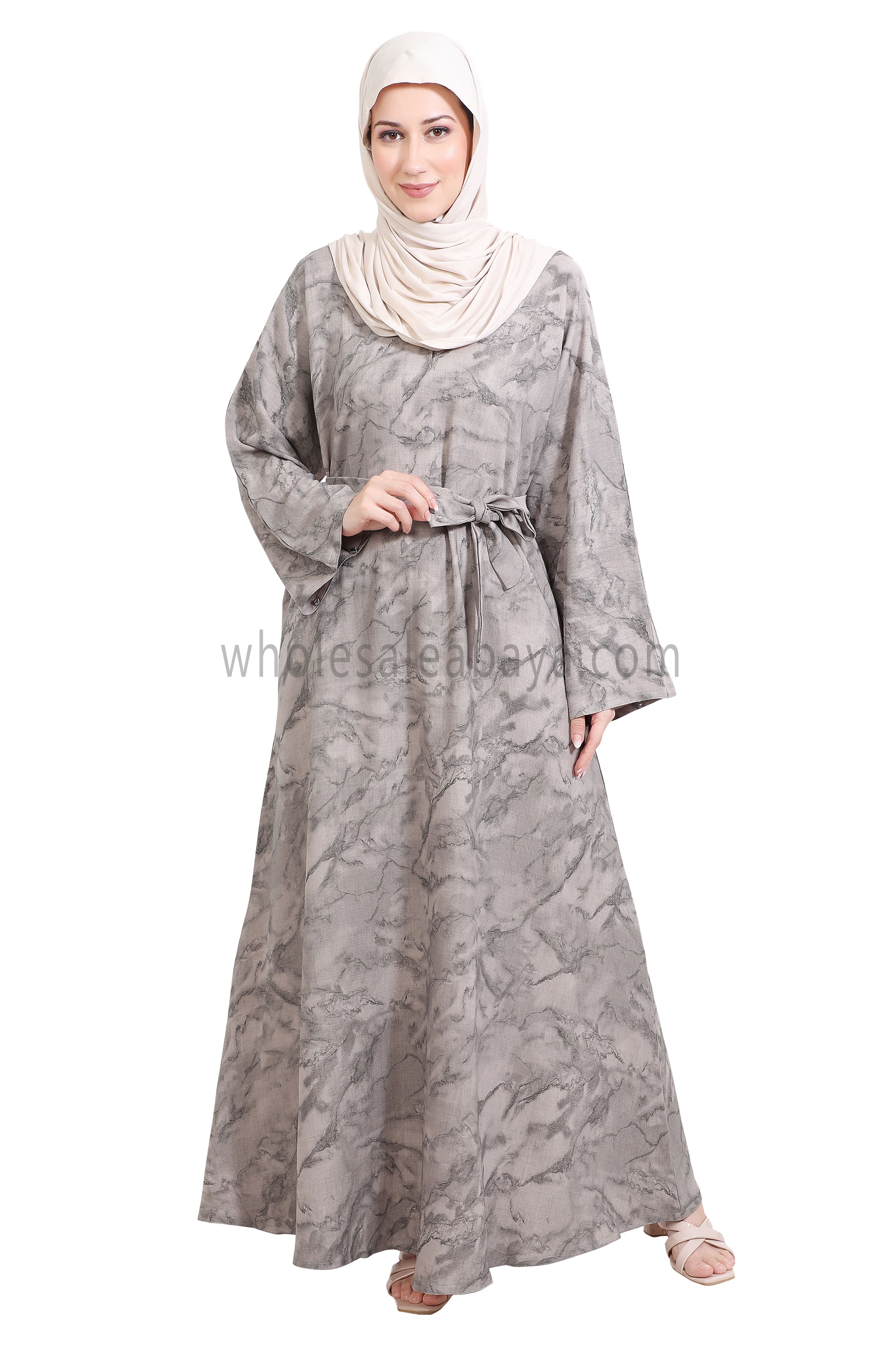 Linen Jacquard Closed Umbrella Abaya