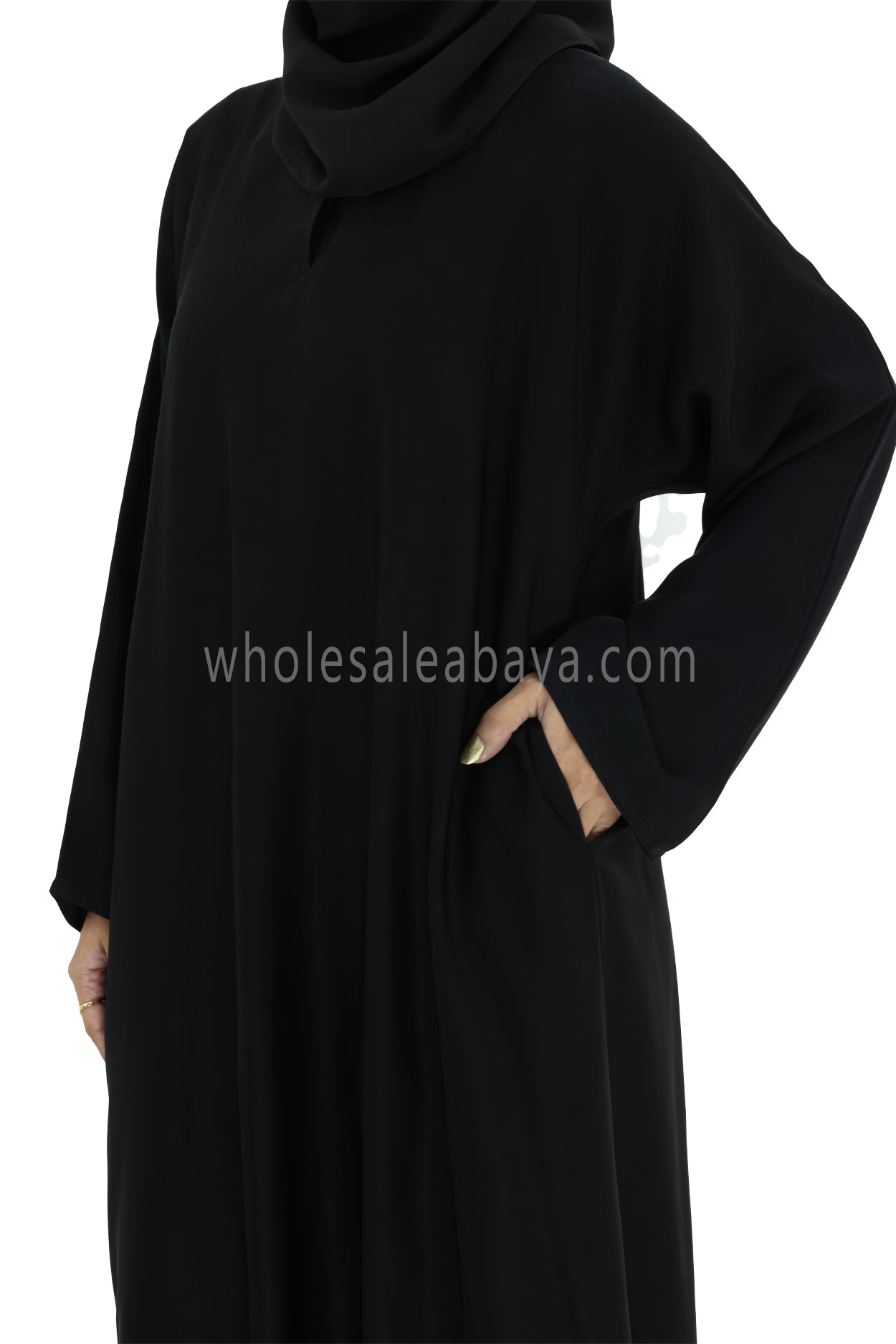 Plain Closed Abaya With  A-Line Straight Cut Black Colour
