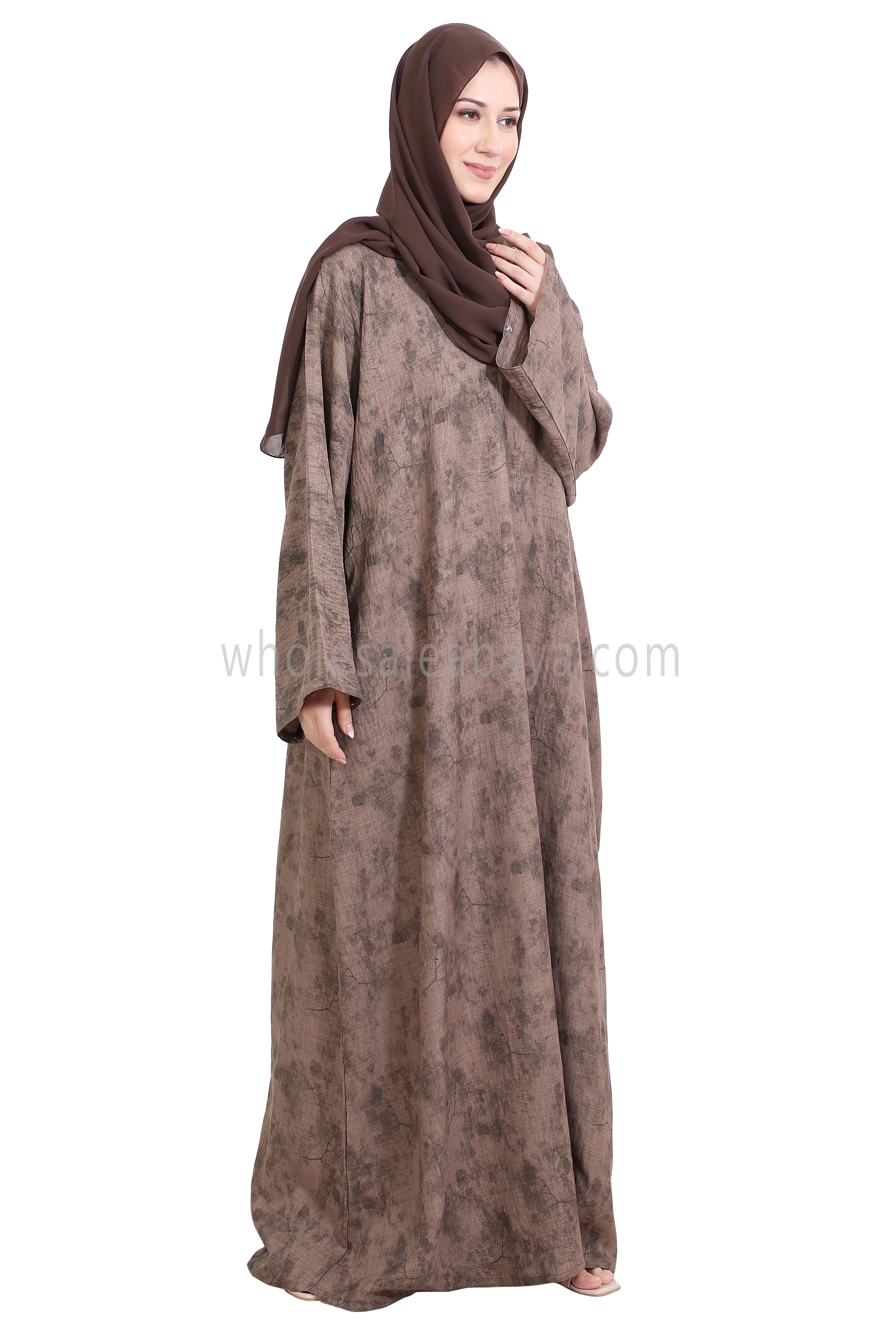 Linen Foil Jacquard Closed Abaya