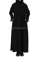 Plain Closed Abaya With  A-Line Straight Cut Black