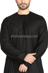 Men's Premium Emirati Thoube  With Buttons & Tassel Black