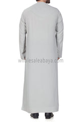 Men's Premium Emirati Thoube  With Buttons & Tassel Dove Grey