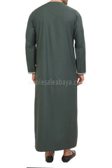 Men's Embroidered Omani Thoube With Tassel 90074 Emerald Green