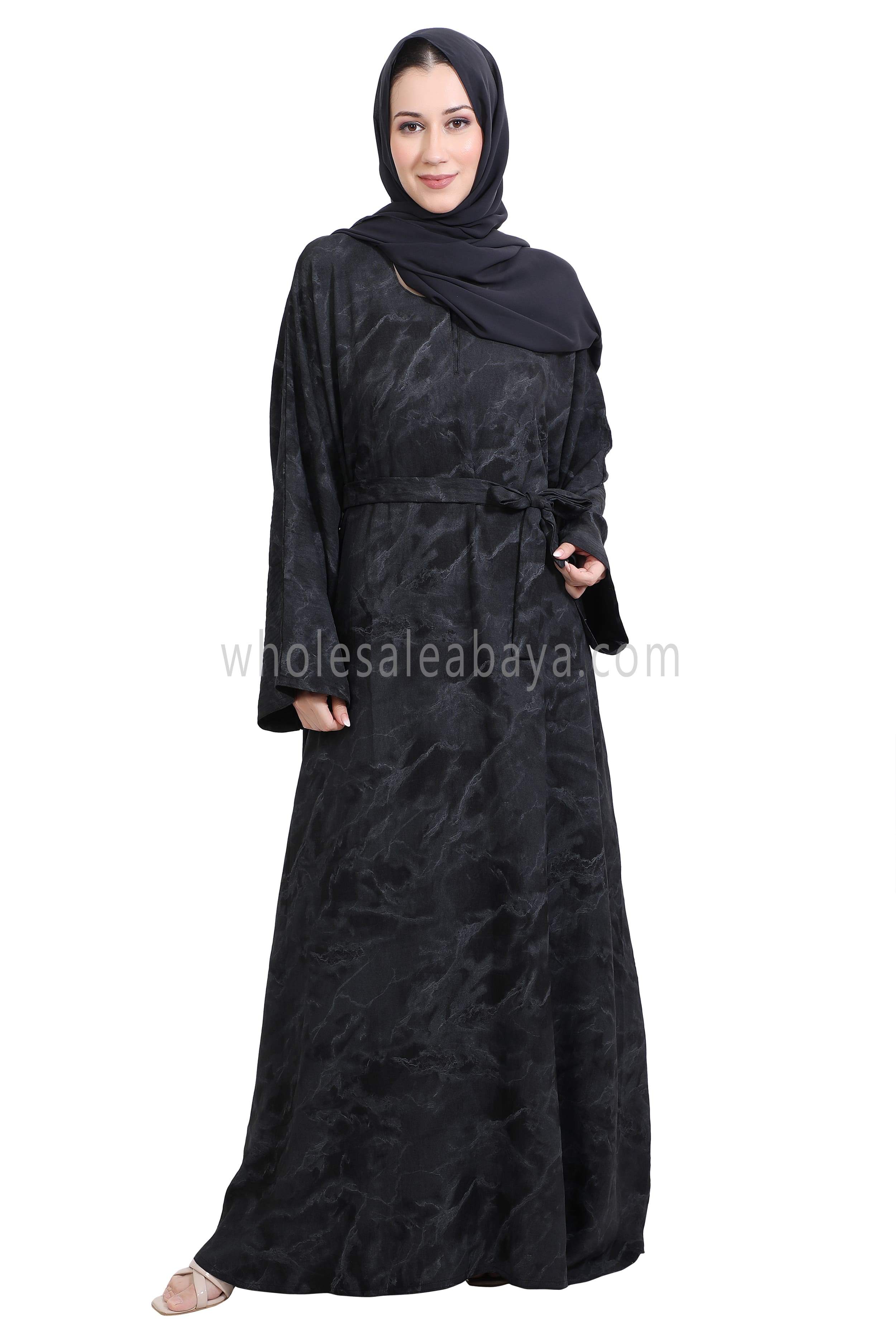 Linen Jacquard Closed Umbrella Abaya