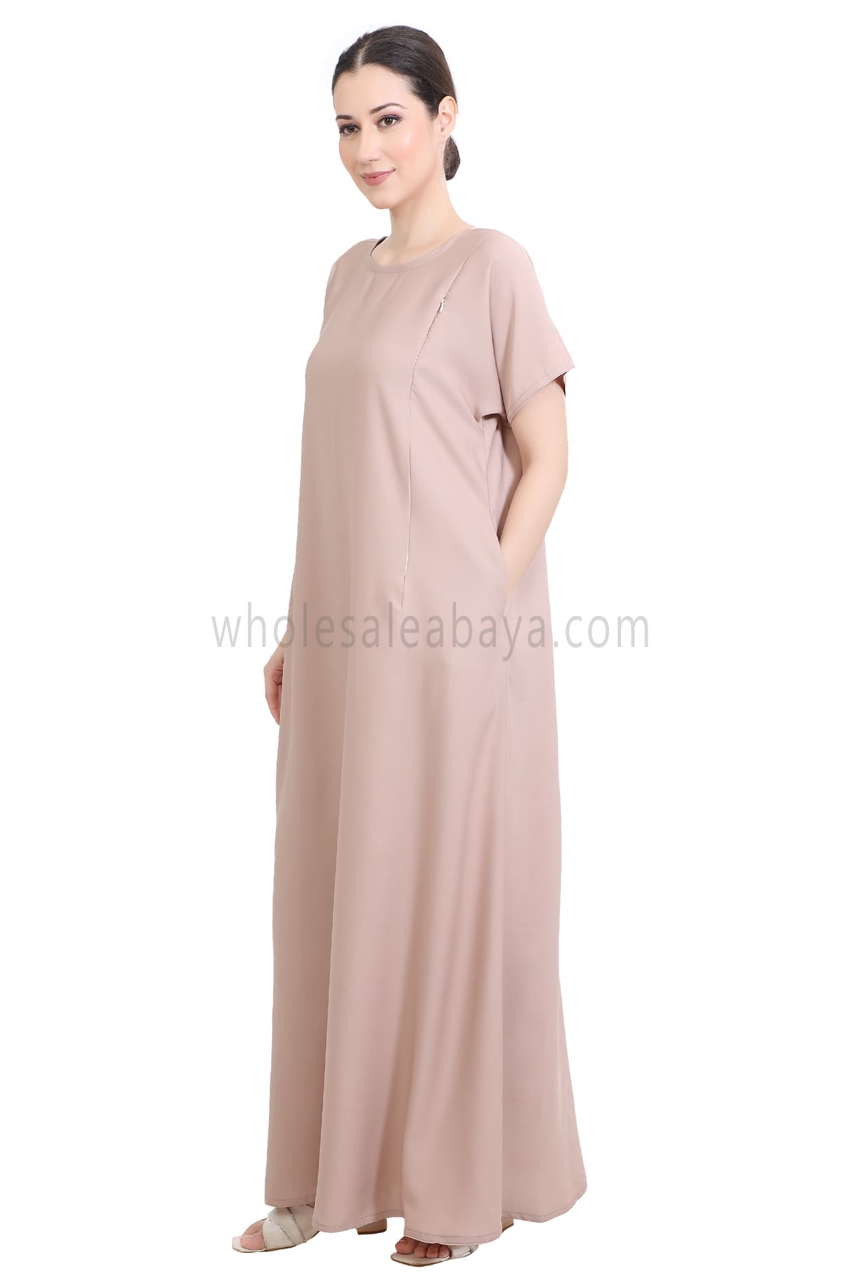 Inner Slip Dress Abaya with Maternity Zips