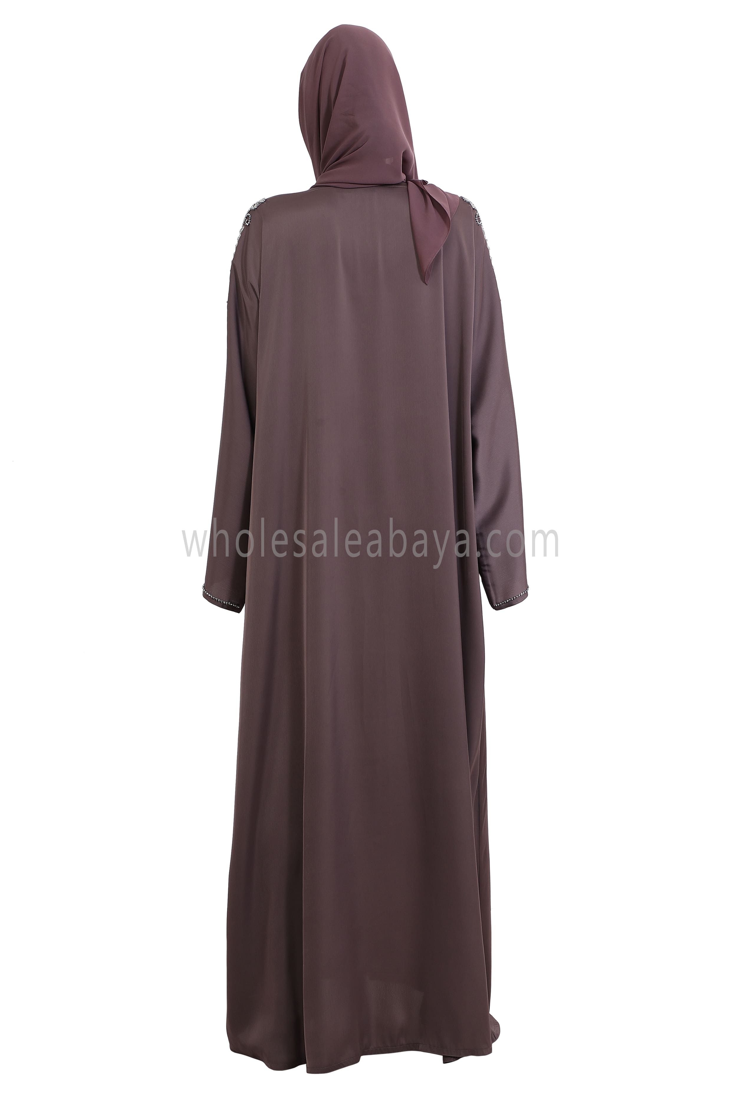 Open Abaya Style With Floral Vine Handwork