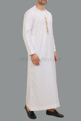 Premium Quality Embroidered Omani Tassel Thoube White