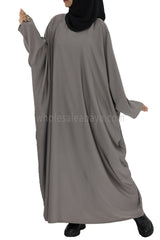 Plain Closed Butterfly Abaya With Inner Belt Silver Grey