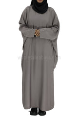 Plain Closed Butterfly Abaya With Inner Belt Silver Grey