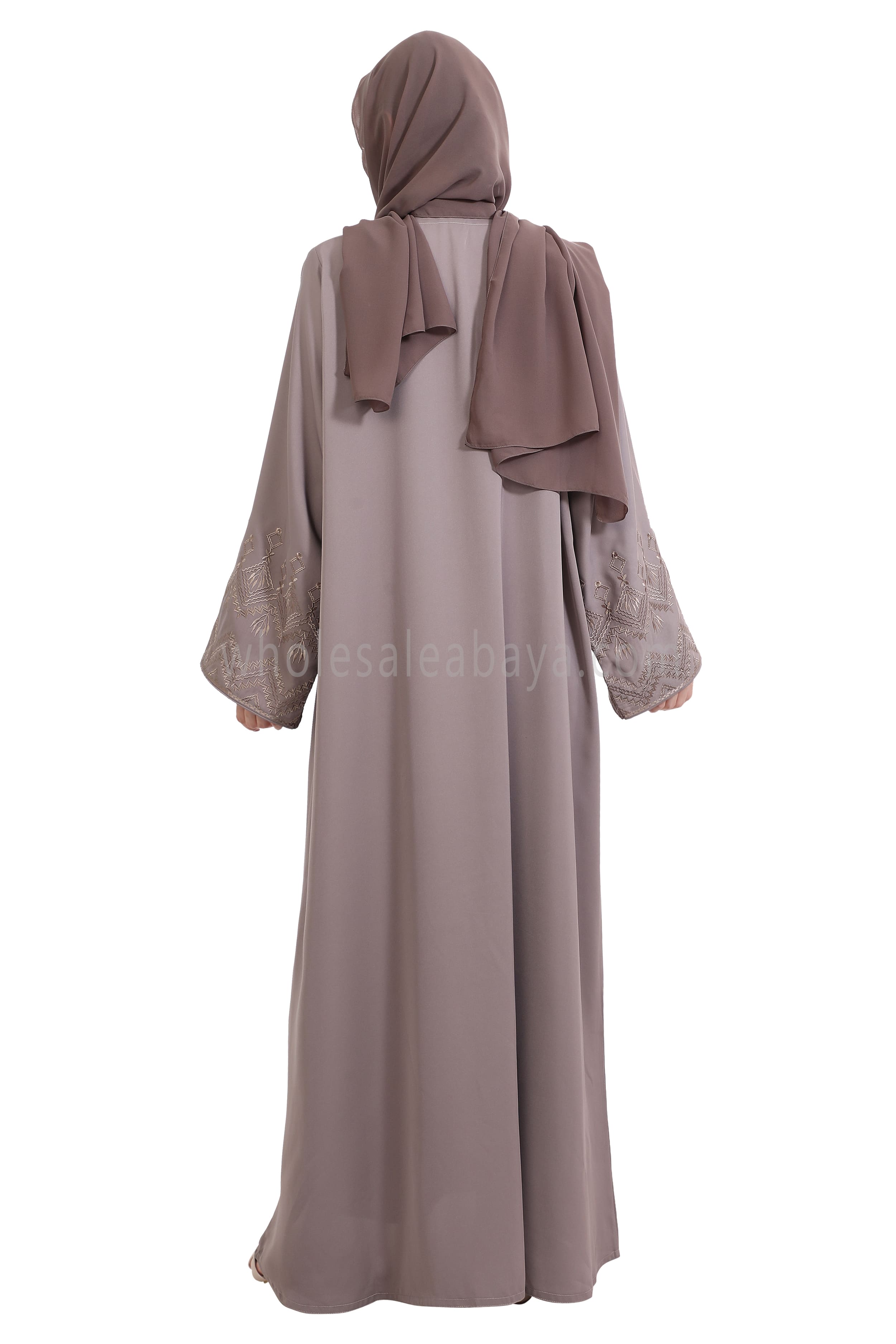 Nida Open Abaya With Embroidered Sleeves