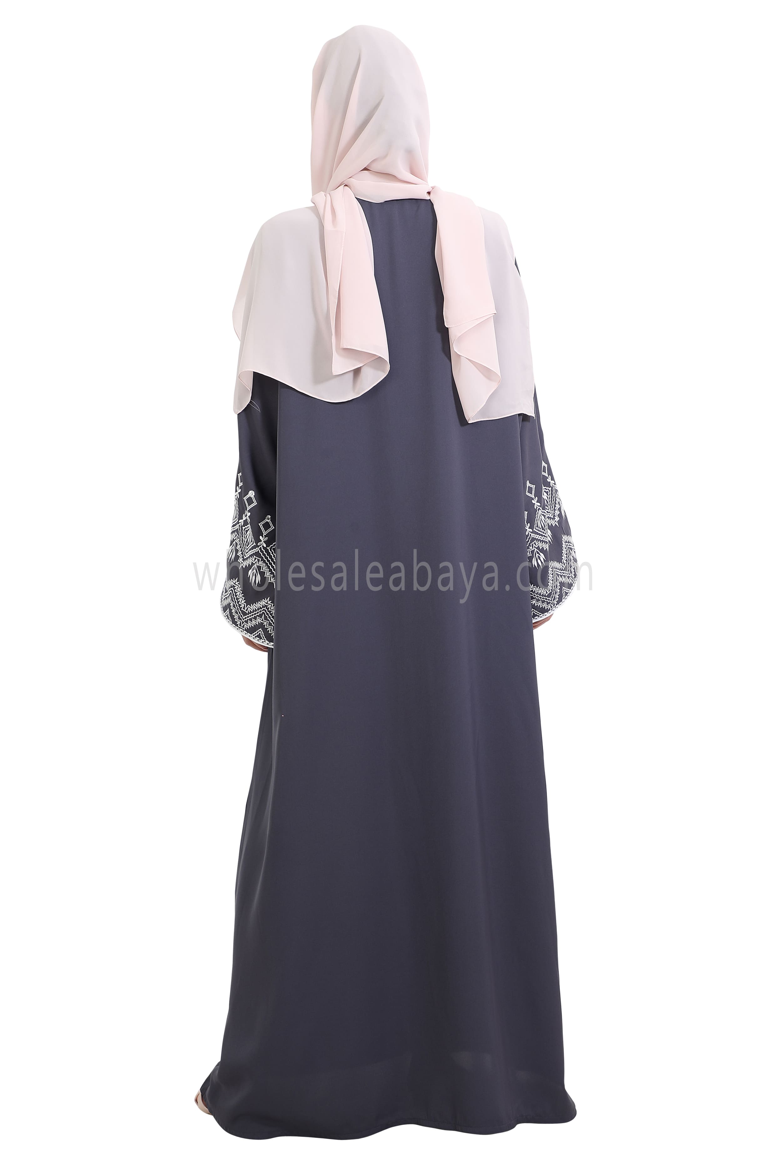 Nida Open Abaya With Embroidered Sleeves