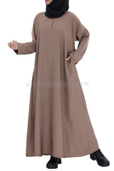 Plain Closed Abaya With  A-Line Straight Cut Mocha Brown
