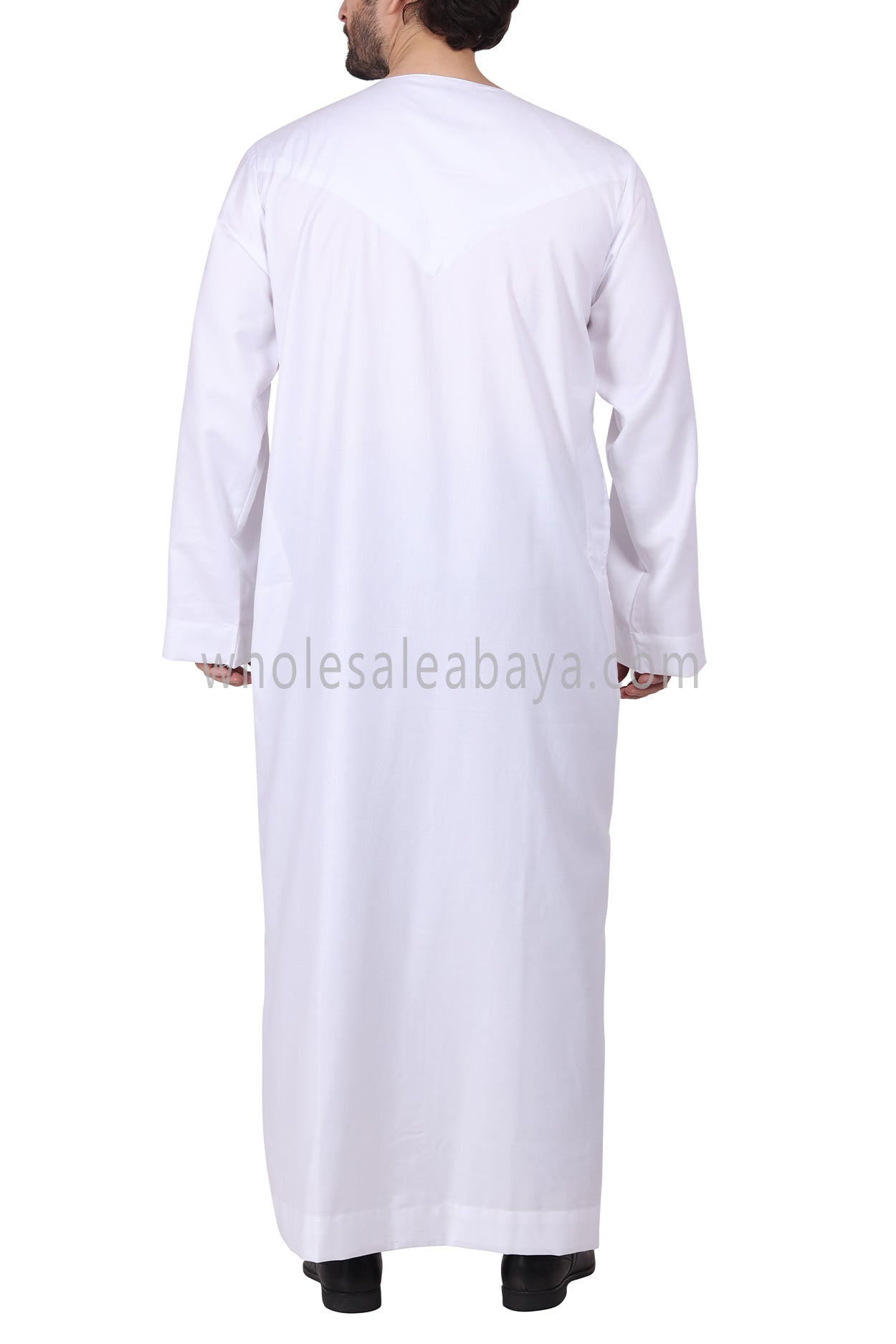 Premium Omani Thoube with Zip and Designer Tassel White