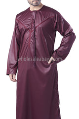 Men's Shiny Omani Thoube with Designer Tassel Burgundy