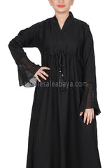 Ready to Buy Girls Nida Abaya With Flare Chiffon Sleeves And Drawstring Belt 70345