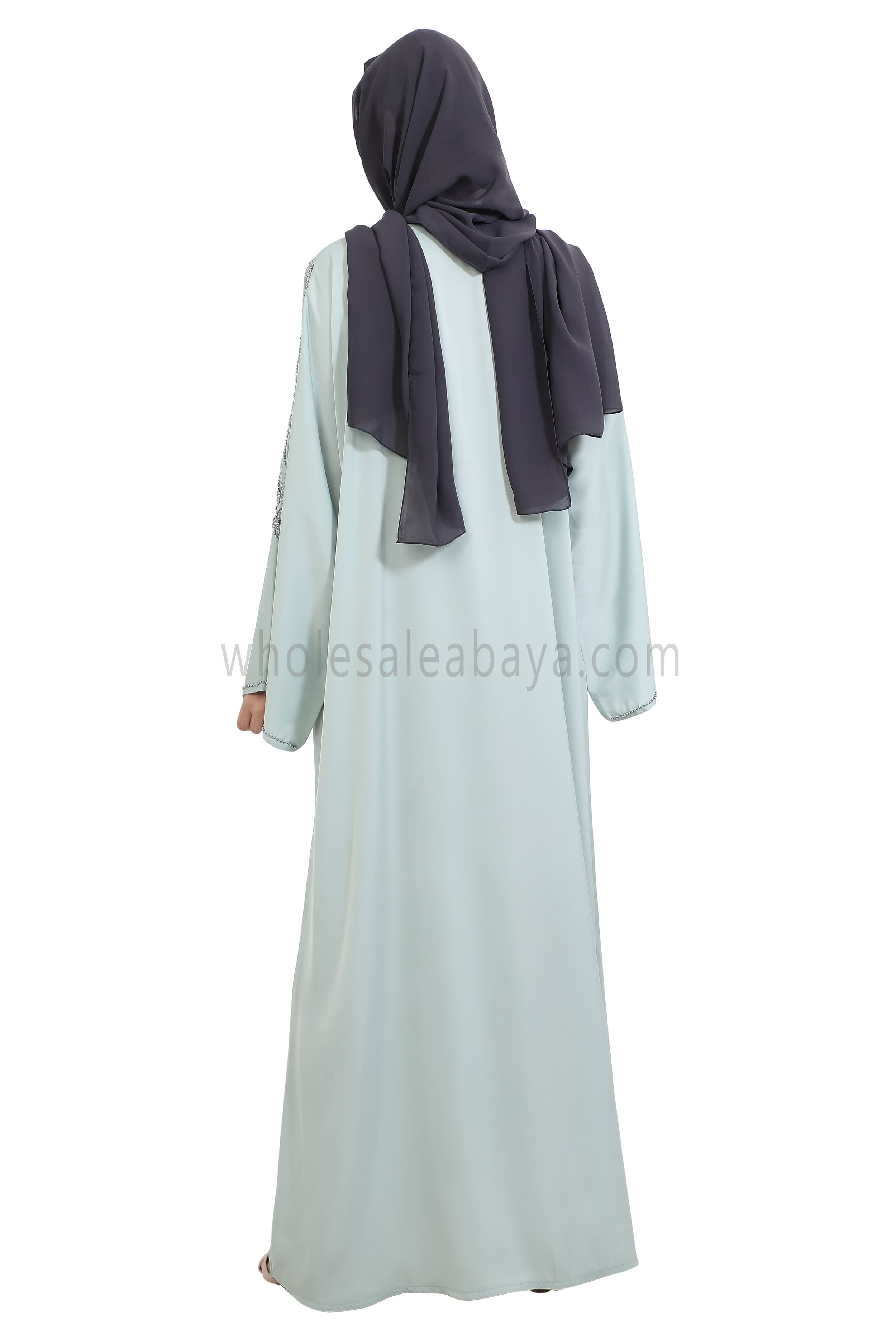 Open Abaya Style With Floral Vine Handwork