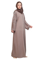 Open Abaya Style With Leaf  Handwork