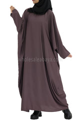 Plain Closed Butterfly Abaya With Inner Belt Mauve