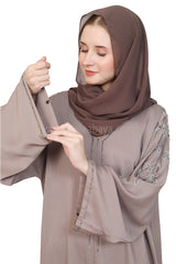 Open Abaya Style With Leaf  Handwork