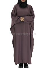 Plain Closed Butterfly Abaya With Inner Belt Mauve