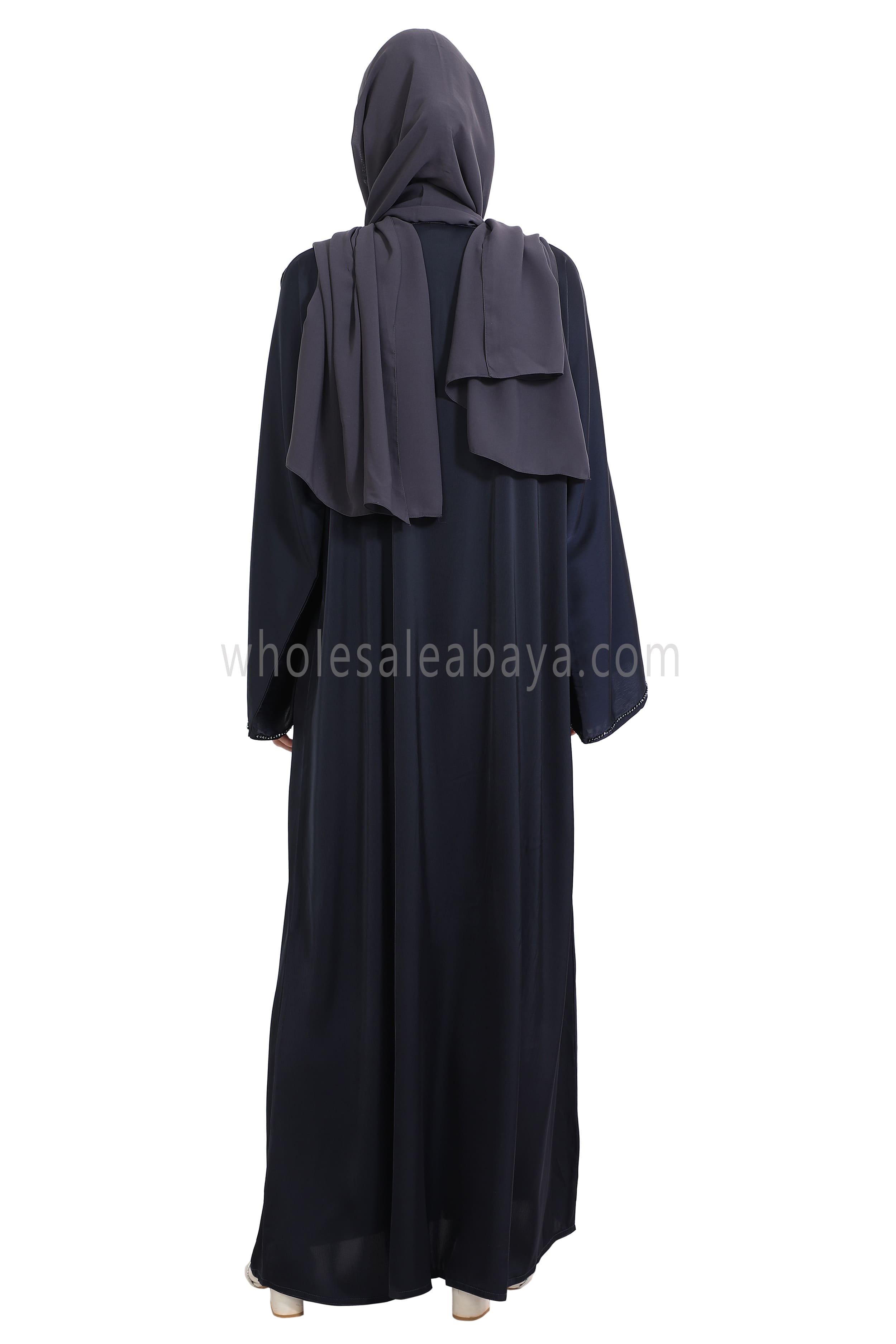 Open Abaya Style With Floral Vine Handwork