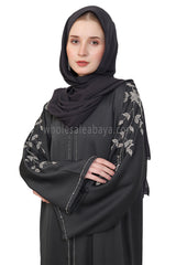 Open Abaya Style With Leaf  Handwork