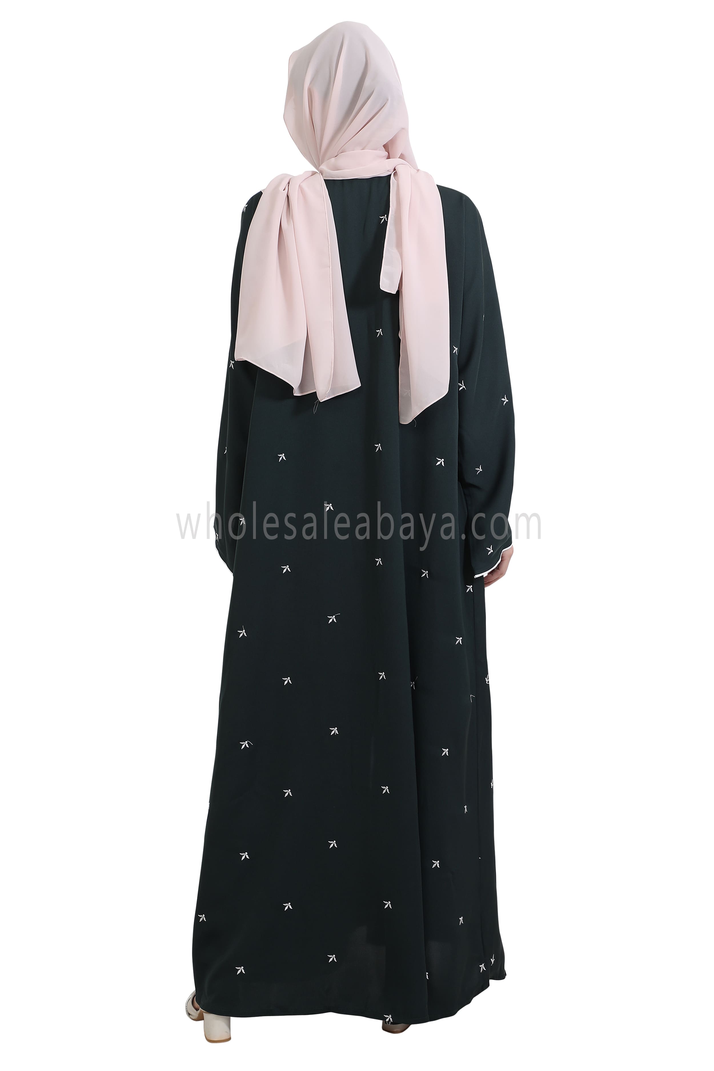 Open Abaya With Motif Embroidery