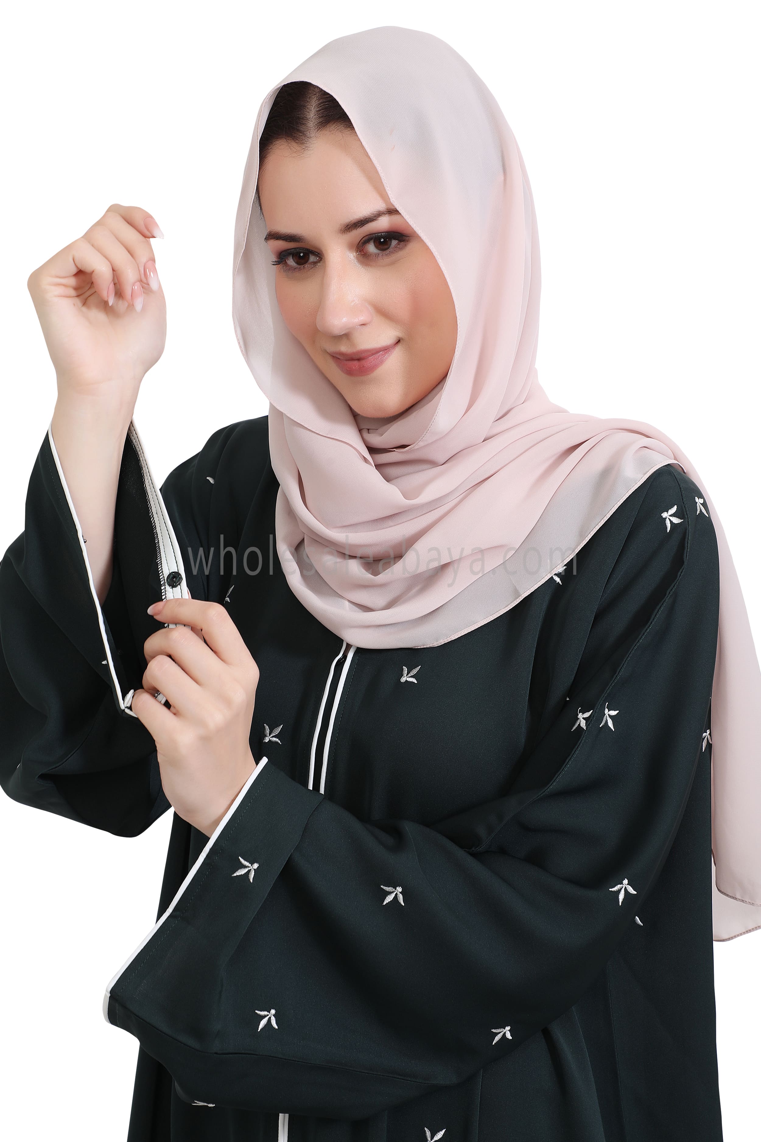 Open Abaya With Motif Embroidery
