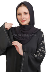 Open Abaya Style With Leaf  Handwork