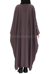 Plain Closed Butterfly Abaya With Inner Belt Mauve