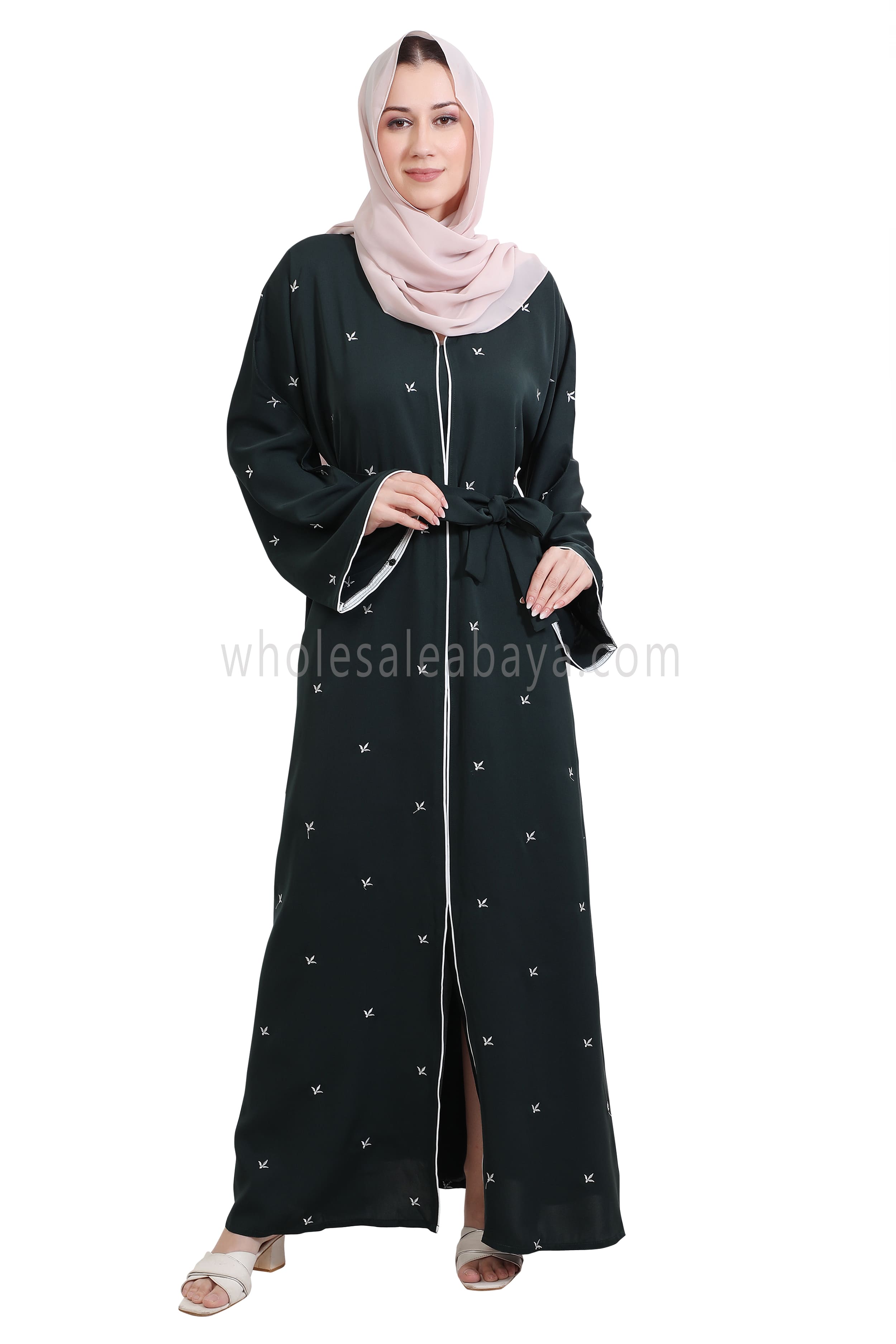 Open Abaya With Motif Embroidery