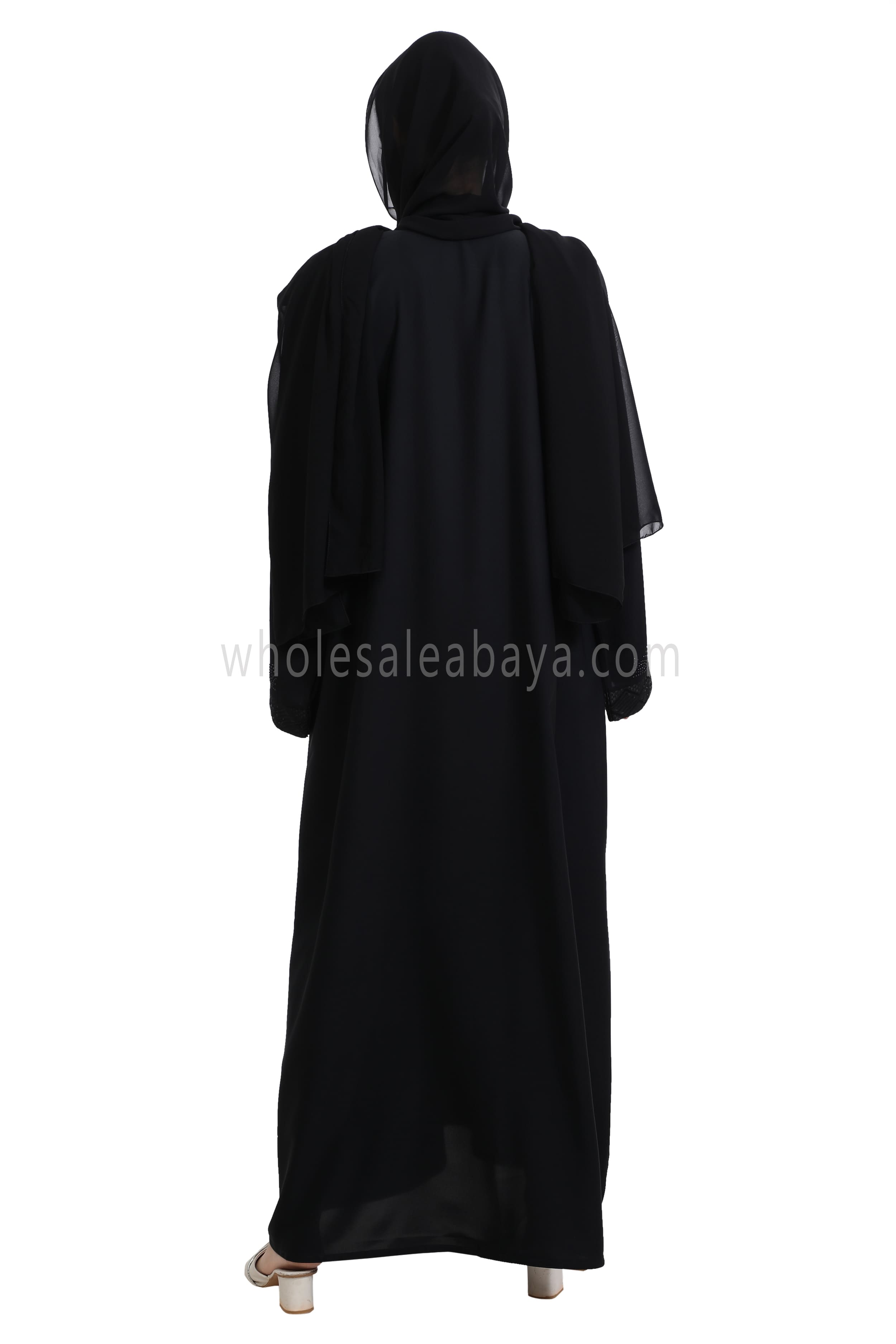 Closed Abaya with Lace and stonework