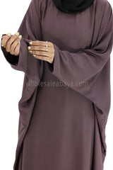 Plain Closed Butterfly Abaya With Inner Belt Mauve
