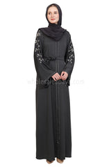 Open Abaya Style With Leaf  Handwork