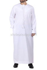 Premium Omani Thoube with Zip and Designer Tassel White